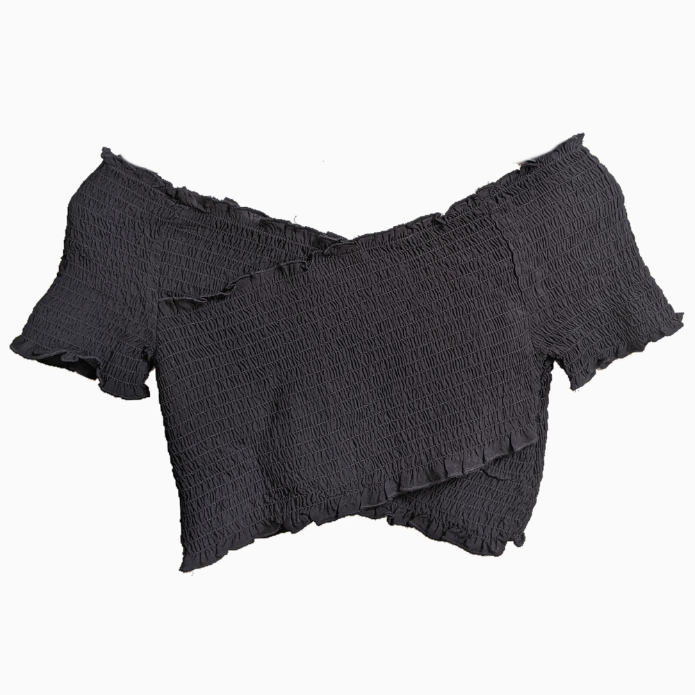 NWT BLUENOTES | BLACK WRAP CROP TOP